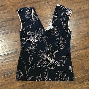 Diane Von Furstenberg Black and Pink Floral Blouse